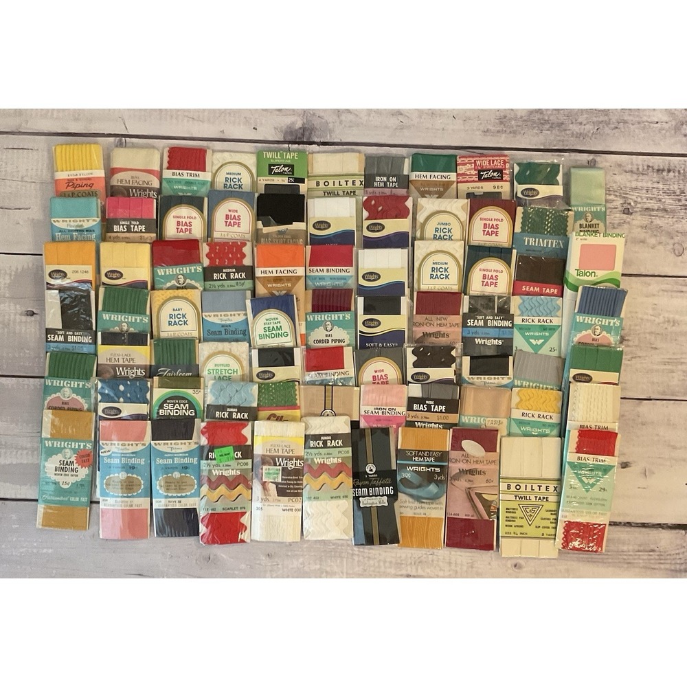 Lot Of 70+ Packages Hem Bias Tape Seam Binding Rick Rack Wrights JP Coats Lot #2